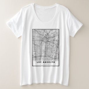 Los Angeles Karte Große Größe T-Shirt
