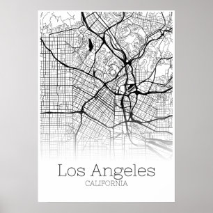 Los Angeles-Karte - Kalifornien CA - Poster