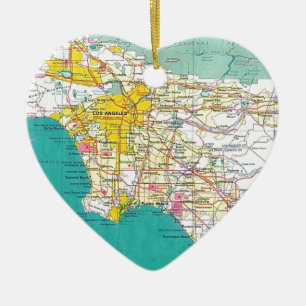 Los Angeles-Karte Keramikornament