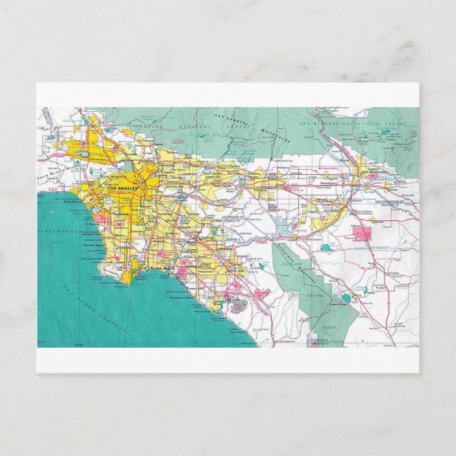 Los Angeles-Karte Postkarte (Vorderseite)