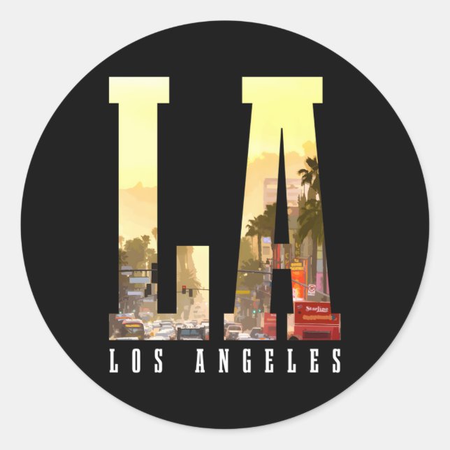Los Angeles La Skyline California La Runder Aufkleber (Vorderseite)