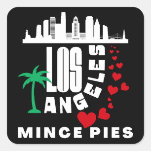 Los Angeles Lieben Mince Pies City Quadratischer Aufkleber