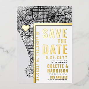Los Angeles Liebes-Lokalisator   Hochzeit Save the Folieneinladung