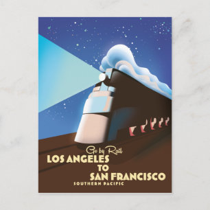 Los Angeles nach San Francisco Bahnplakat Postkarte