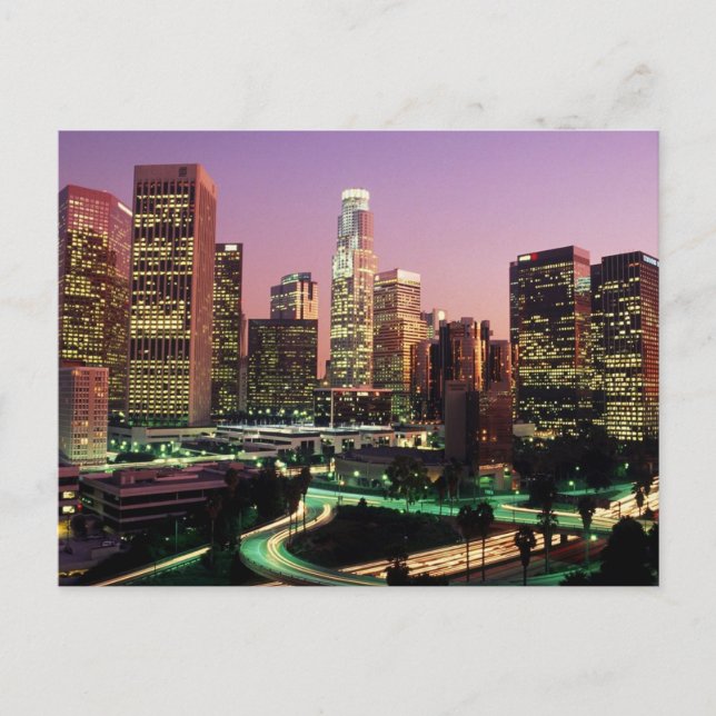 Los Angeles-Nachtlichter Postkarte (Vorderseite)