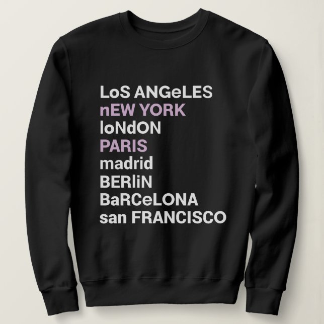 Los Angeles New York Londres Paris Sweatshirt (Design devant)