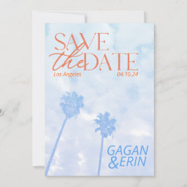 Los Angeles Palm Tree Save the Date. Vintager Look Date