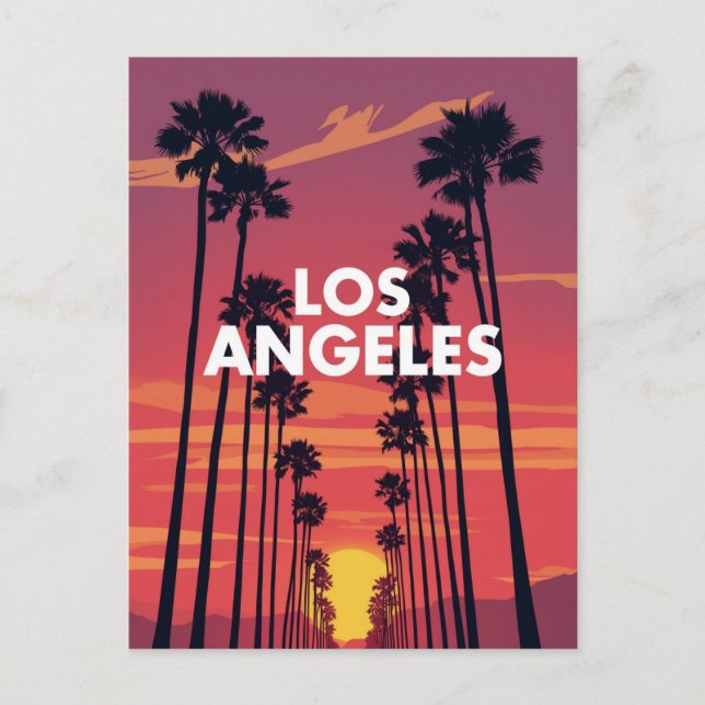 Los Angeles Palm Tree Sunset Graphic Postkarte (Vorderseite)
