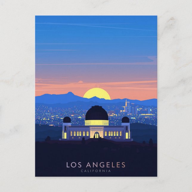 Los Angeles Palm Tree Sunset Graphic Postkarte (Vorderseite)