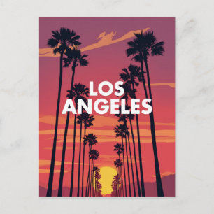 Los Angeles Palmbaum-Sonnenuntergang-Grafik Postkarte