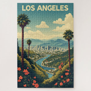 Los Angeles Palmen Skyline Bergblick