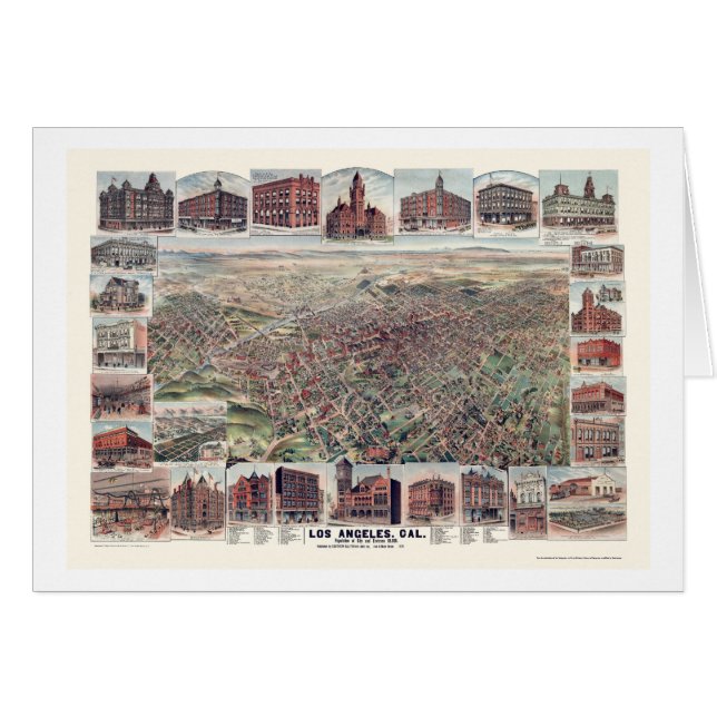 Los Angeles, panoramische Karte CAs - 1891 (Vorderseite (Horizontal))