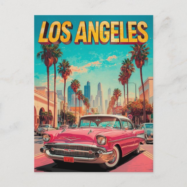 Los Angeles Retro Klassisches Auto Postkarte (Vorderseite)