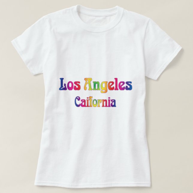 Los Angeles Retro-Regenbogen-Logo T-Shirt (Design vorne)
