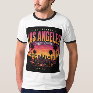 Los Angeles Retro-Sonnenuntergang-Skyline Californ T-Shirt