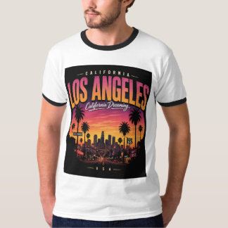 Los Angeles Retro-Sonnenuntergang-Skyline Californ T-Shirt