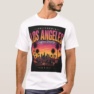Los Angeles Retro-Sonnenuntergang-Skyline Californ T-Shirt