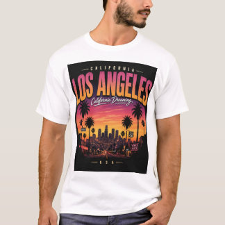 Los Angeles Retro-Sonnenuntergang-Skyline Californ T-Shirt