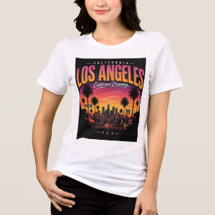 Los Angeles Retro-Sonnenuntergang-Skyline Californ Tri-Blend Shirt