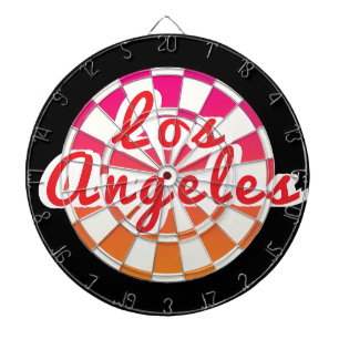 Los Angeles Roter Text in Rosa Orange Schwarz und Dartscheibe