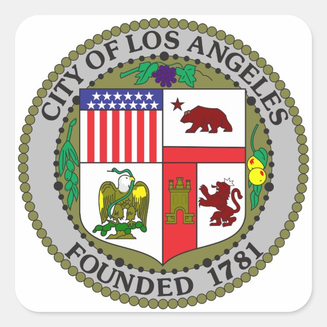 Los Angeles Siegel Quadratischer Aufkleber (Vorderseite)