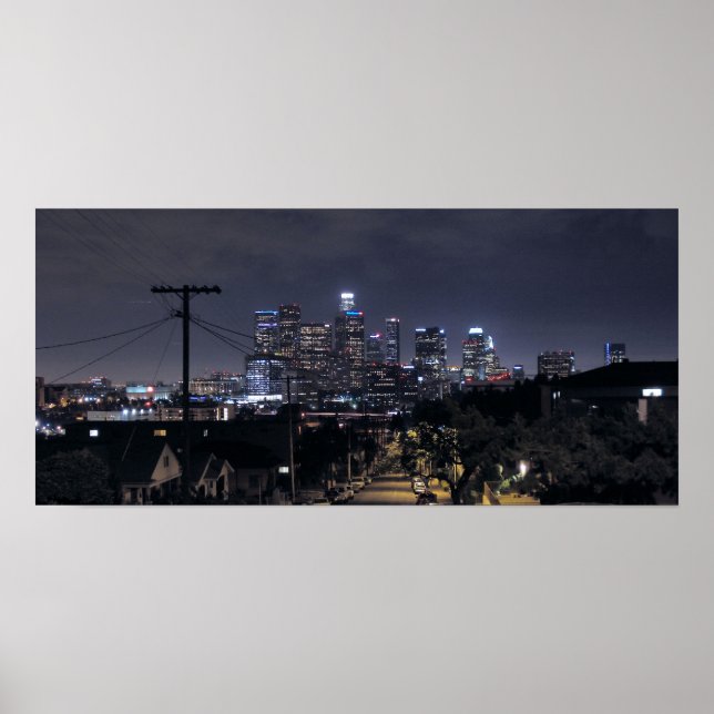 Los Angeles Skyline an Nacht 2 Poster (Vorne)