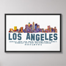 Los Angeles Skyline. Bereichsnamen und Koordinaten
