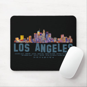 Los Angeles Skyline. Bereichsnamen und Koordinaten Mousepad