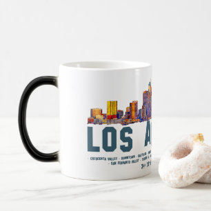 Los Angeles Skyline. Bereichsnamen und Koordinaten Verwandlungstasse