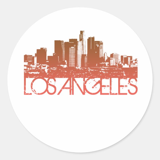 Los Angeles Skyline Design Runder Aufkleber (Vorderseite)