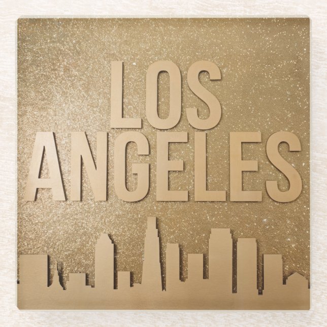 Los Angeles Skyline Gold Untersetzer (Vorderseite)