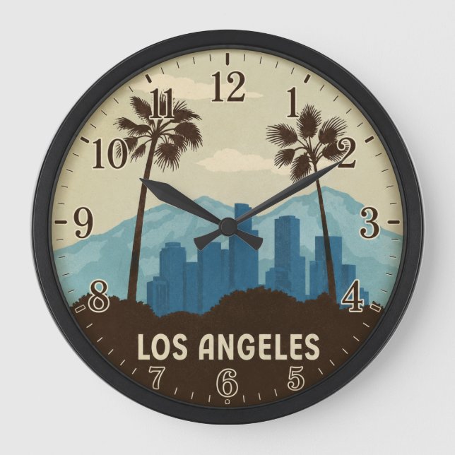 Los Angeles Skyline Große Wanduhr (Vorderseite)