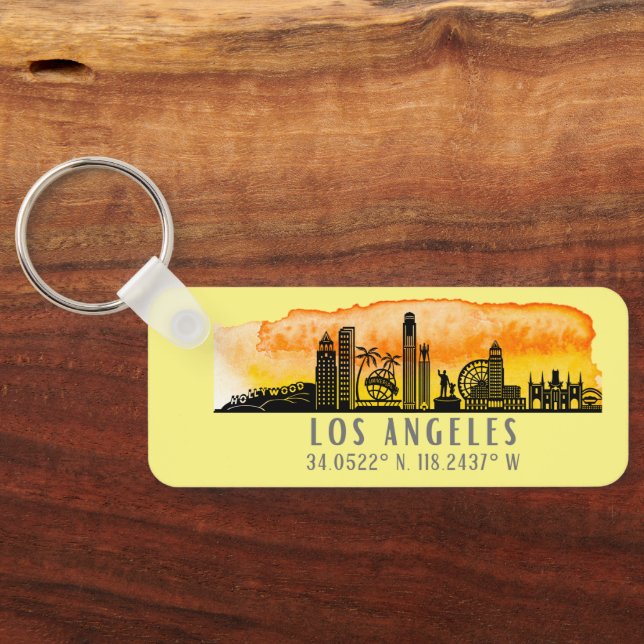 Los Angeles Skyline Latitude und Länge Schlüsselanhänger (Rückseite)