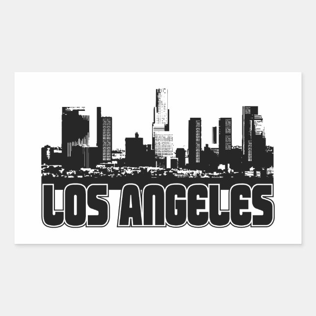 Los Angeles Skyline Rechteckiger Aufkleber (Vorderseite)
