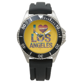 Los Angeles Skyline Sunset & Hollywood Typografie Armbanduhr