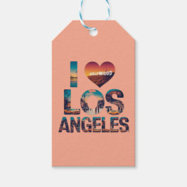 Los Angeles Skyline Sunset & Hollywood Typografie Geschenkanhänger