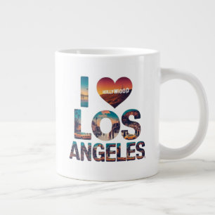 Los Angeles Skyline Sunset & Hollywood Typografie Jumbo-Tasse