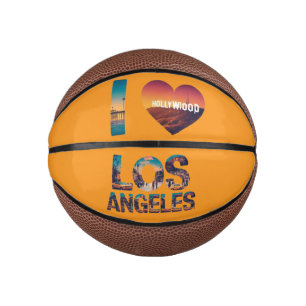 Los Angeles Skyline Sunset & Hollywood Typografie Mini Basketball