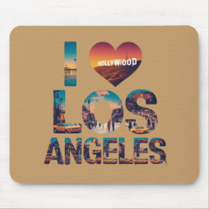 Los Angeles Skyline Sunset & Hollywood Typografie Mousepad