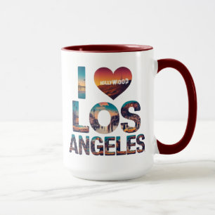 Los Angeles Skyline Sunset & Hollywood Typografie Tasse