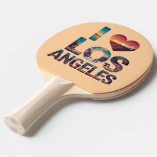 Los Angeles Skyline Sunset & Hollywood Typografie Tischtennis Schläger