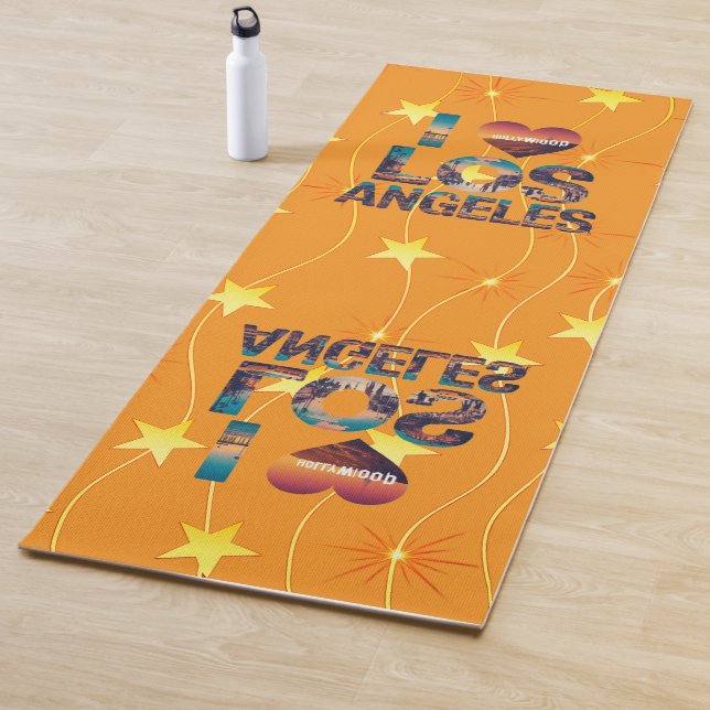 Los Angeles Skyline Sunset & Hollywood Typografie Yogamatte (Beispiel)