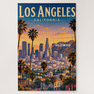 Los Angeles Skyline und Hollywood Hills Retro