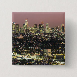 Los Angeles-Stadtbild nachts Button