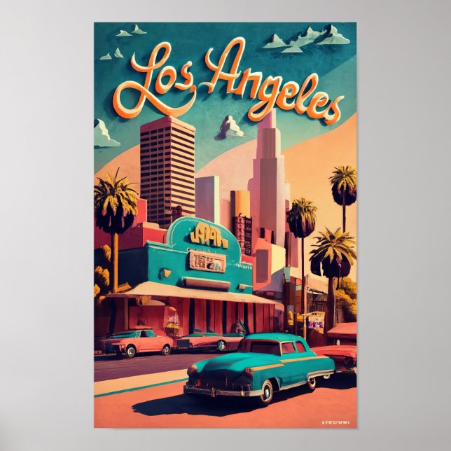 Los Angeles, Städte der Welt, Vintager Stil Poster (Vorne)