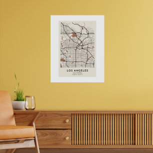 Los Angeles Stadtplanposter Minimalistisch Beige T Poster