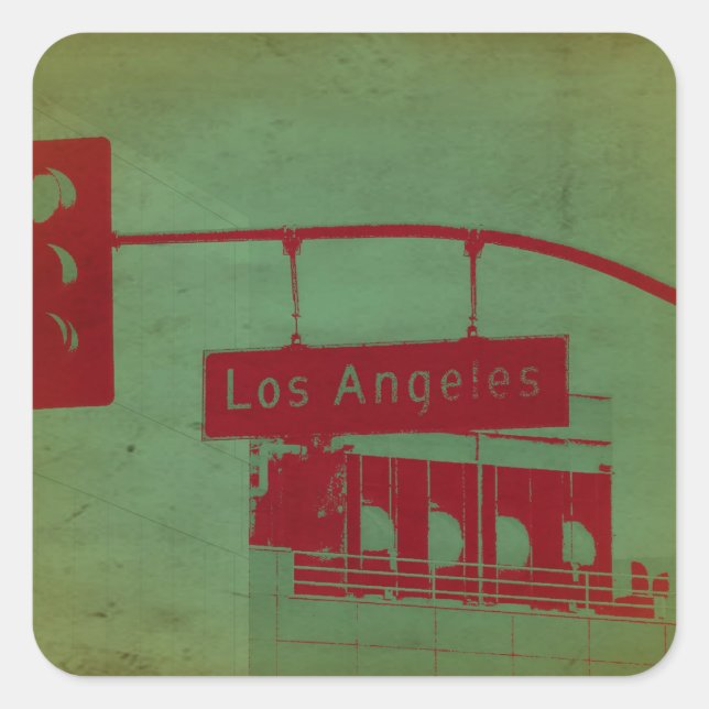 Los Angeles Street Quadratischer Aufkleber (Vorderseite)