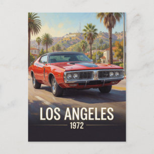 Los Angeles Sunset Muscle Car 1972 Kalifornien Postkarte