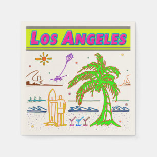 "Los Angeles" Surfer Beach Napkins Serviette