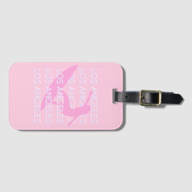 Los Angeles Travel Art, Kalifornien, Pink, Preppy Gepäckanhänger (Vorderseite (Horizontal))